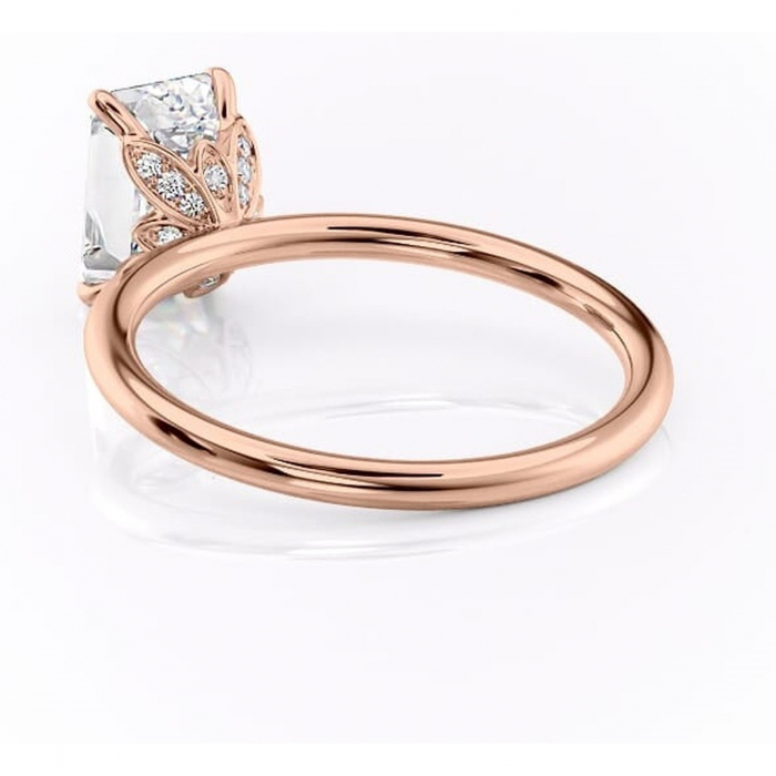 Inel de logodnă Emerald din aur Rose 14kt cu moissanite tăietură smarald – Solitar rafinată pentru profil înalt | Personalizează și configurează gratuit online [4]