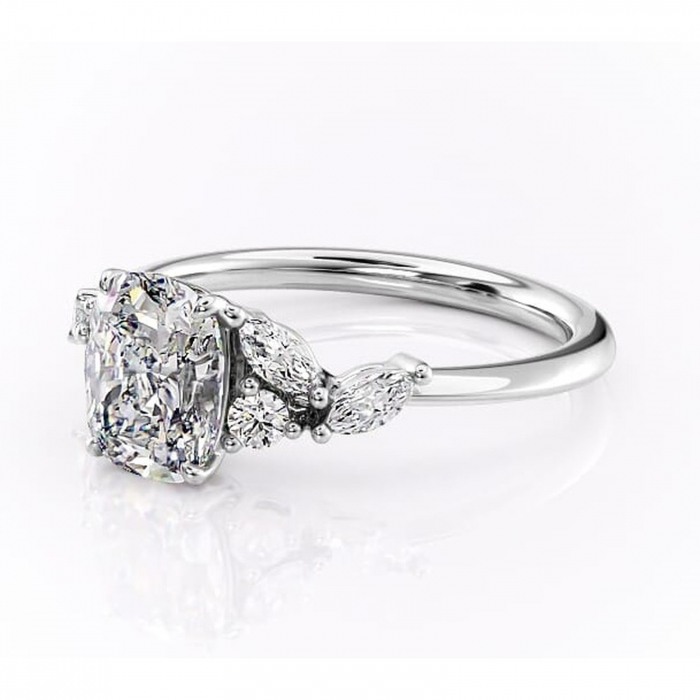 Inel de logodnă Emmeline din aur Alb 14kt cu moissanite tăietură asscher – Pietre laterale rafinată pentru profil mediu | Personalizează și configurează gratuit online [7]