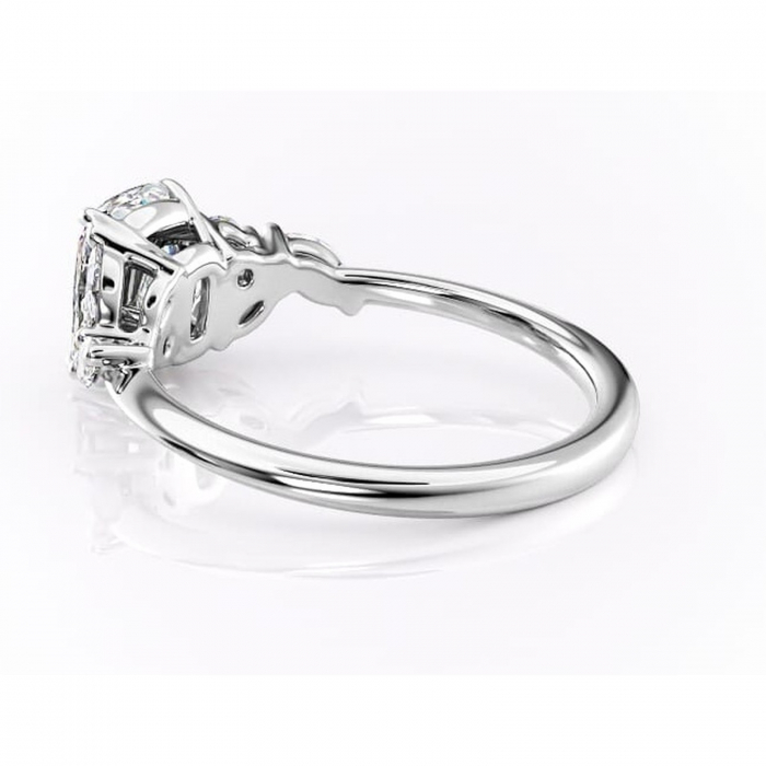 Inel de logodnă Emmeline din aur Alb 14kt cu moissanite tăietură asscher – Pietre laterale rafinată pentru profil mediu | Personalizează și configurează gratuit online [5]