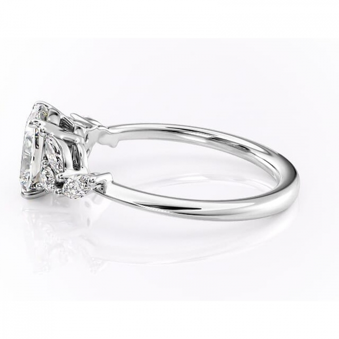 Inel de logodnă Emmeline din aur Alb 14kt cu moissanite tăietură asscher – Pietre laterale rafinată pentru profil mediu | Personalizează și configurează gratuit online [6]