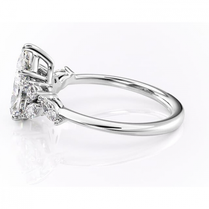 Inel de logodnă Emmeline din aur Alb 14kt cu moissanite tăietură pară – Pietre laterale rafinată pentru profil mediu | Personalizează și configurează gratuit online [6]