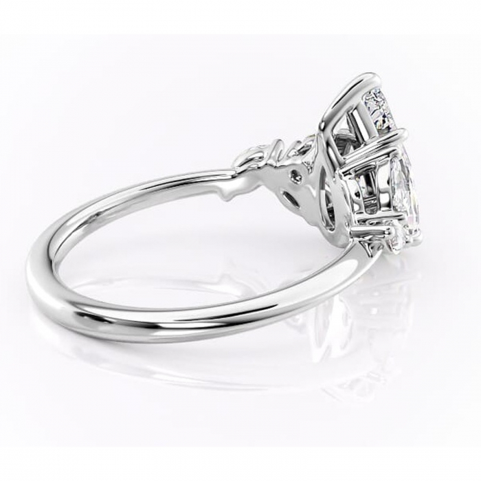 Inel de logodnă Emmeline din aur Alb 14kt cu moissanite tăietură pară – Pietre laterale rafinată pentru profil mediu | Personalizează și configurează gratuit online [3]