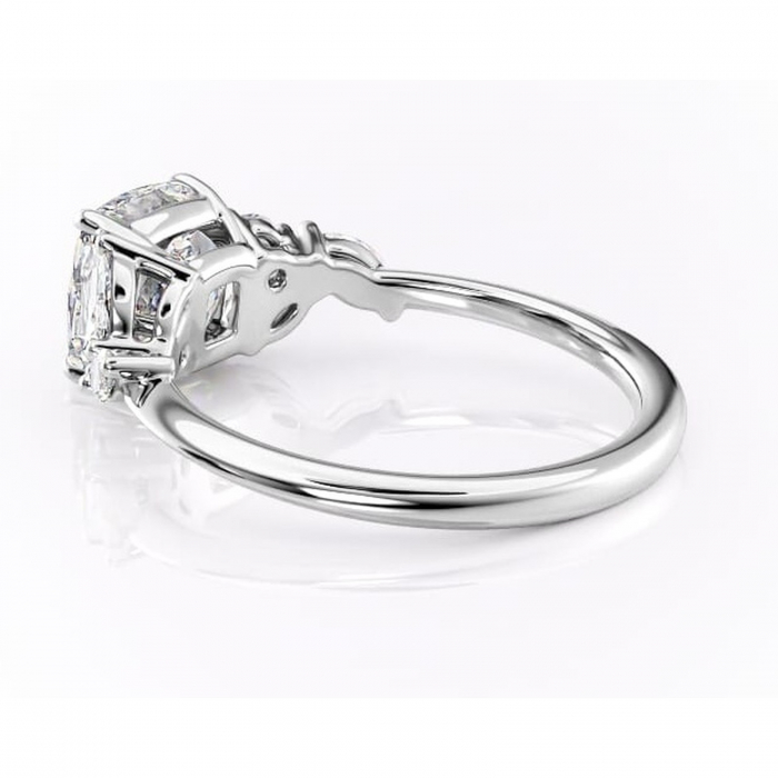 Inel de logodnă Emmeline din aur Alb 14kt cu moissanite tăietură pernă – Pietre laterale rafinată pentru profil mediu | Personalizează și configurează gratuit online [5]