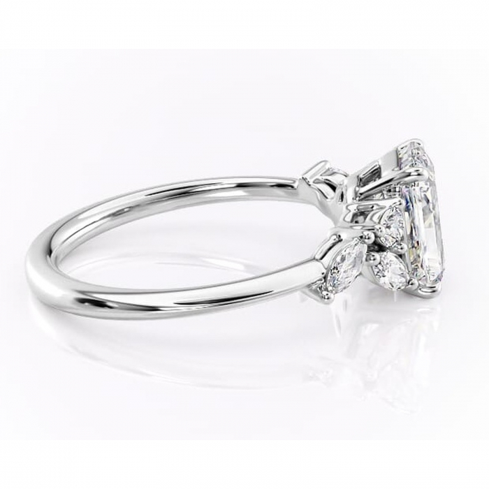 Inel de logodnă Emmeline din aur Alb 14kt cu moissanite tăietură radiantă – Pietre laterale rafinată pentru profil mediu | Personalizează și configurează gratuit online [2]