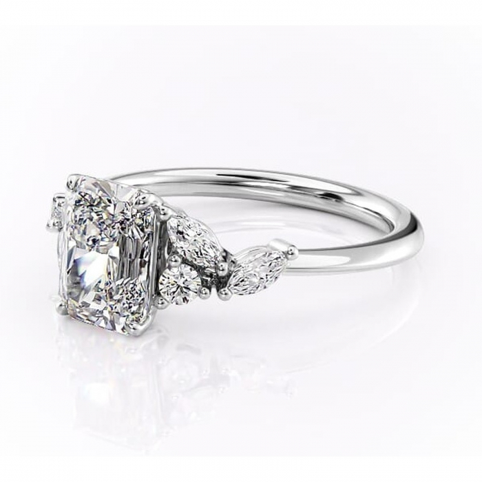 Inel de logodnă Emmeline din aur Alb 14kt cu moissanite tăietură radiantă – Pietre laterale rafinată pentru profil mediu | Personalizează și configurează gratuit online [7]