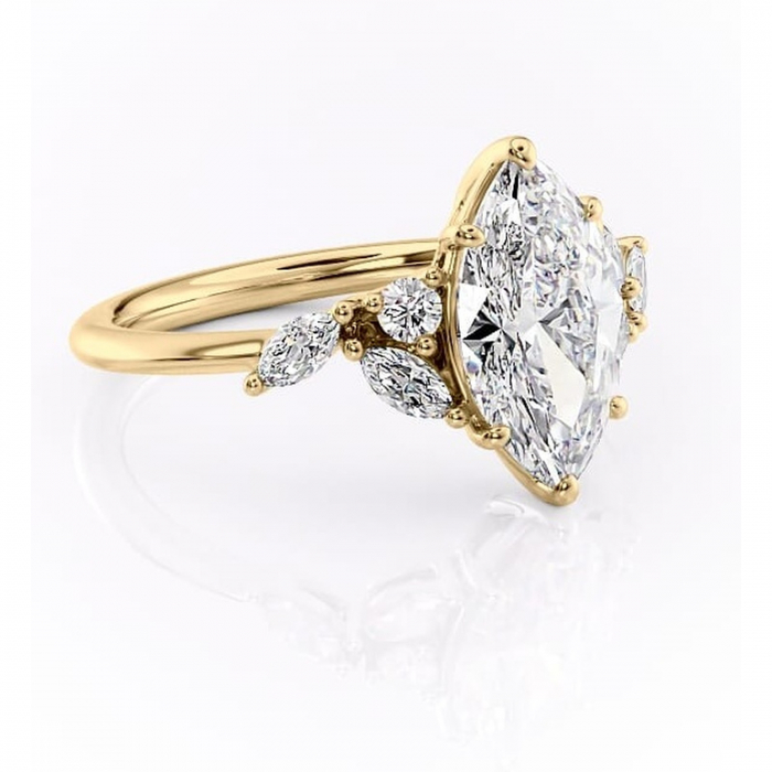 Inel de logodnă Emmeline din aur Galben 14kt cu moissanite tăietură marquise – Pietre laterale rafinată pentru profil mediu | Personalizează și configurează gratuit online [1]
