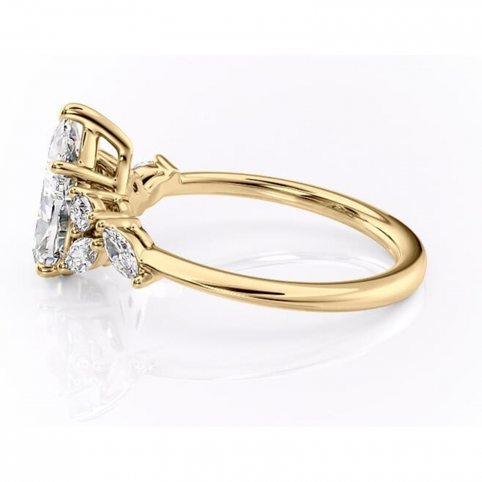 Inel de logodnă Emmeline din aur Galben 14kt cu moissanite tăietură pară – Pietre laterale rafinată pentru profil mediu | Personalizează și configurează gratuit online [6]