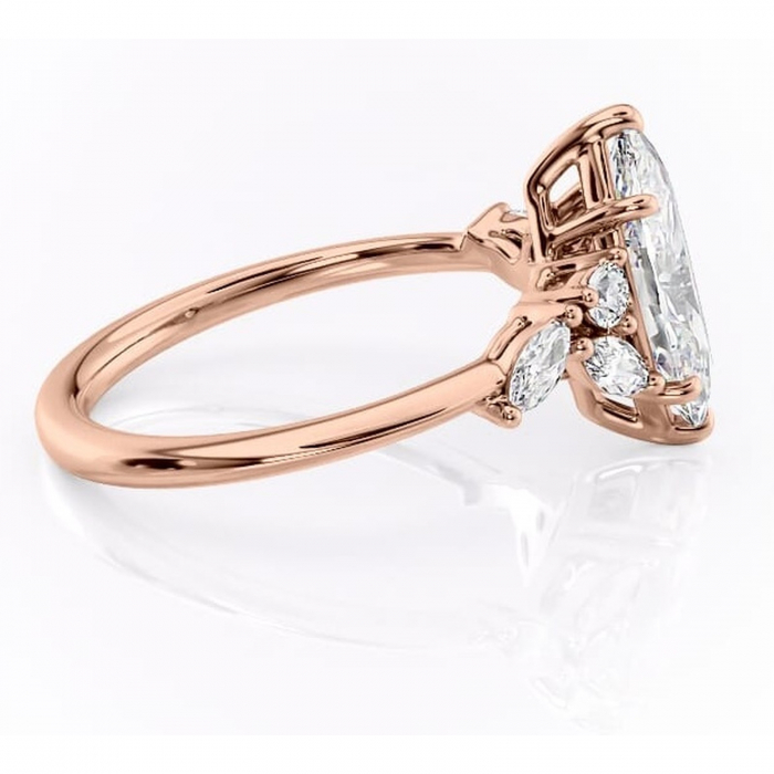 Inel de logodnă Emmeline din aur Rose 18kt cu moissanite tăietură marquise – Pietre laterale rafinată pentru profil mediu | Personalizează și configurează gratuit online [2]