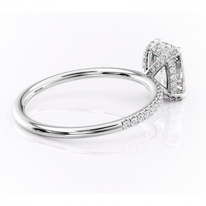Inel de logodnă Estelle din aur Alb 14kt cu moissanite tăietură pernă – Montură pavé rafinată pentru profil înalt | Personalizează și configurează gratuit online [3]