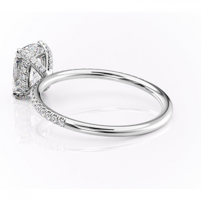 Inel de logodnă Estelle din aur Alb 14kt cu moissanite tăietură pernă – Montură pavé rafinată pentru profil înalt | Personalizează și configurează gratuit online [5]