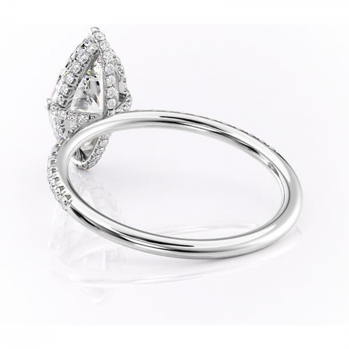 Inel de logodnă Estelle din aur Alb 14kt cu moissanite tăietură marquise – Montură pavé rafinată pentru profil înalt | Personalizează și configurează gratuit online [4]