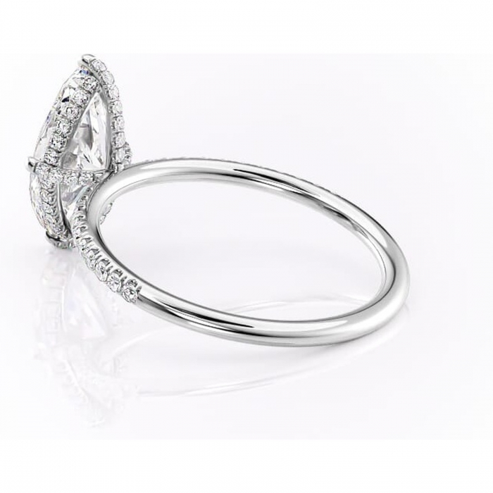 Inel de logodnă Estelle din aur Alb 14kt cu moissanite tăietură marquise – Montură pavé rafinată pentru profil înalt | Personalizează și configurează gratuit online [5]