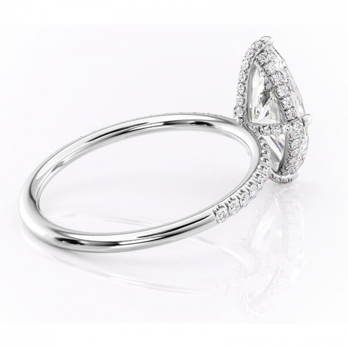 Inel de logodnă Estelle din aur Alb 14kt cu moissanite tăietură marquise – Montură pavé rafinată pentru profil înalt | Personalizează și configurează gratuit online [3]