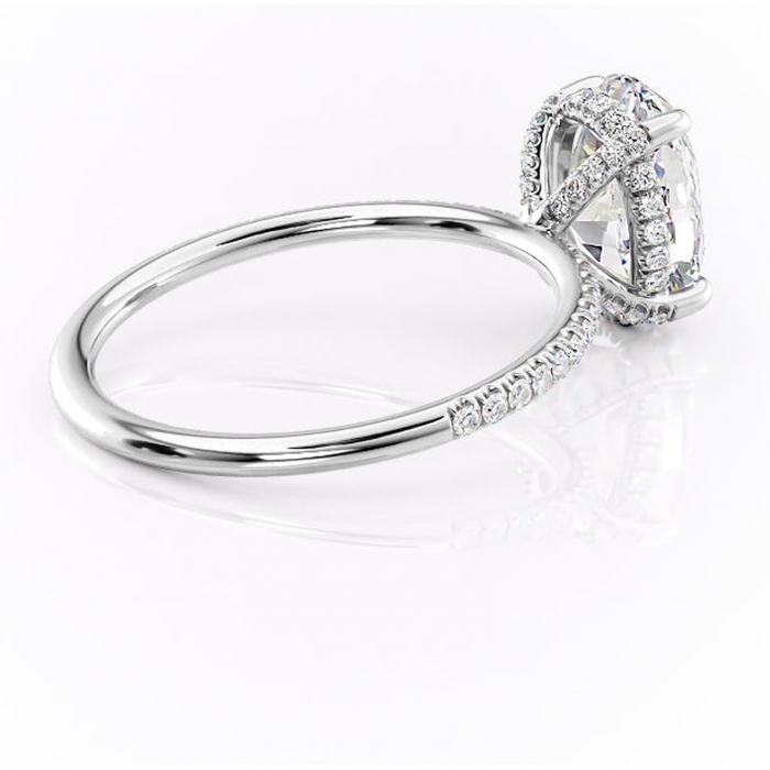 Inel de logodnă Estelle din aur Alb 14kt cu moissanite tăietură ovală – Montură pavé rafinată pentru profil înalt | Personalizează și configurează gratuit online [3]