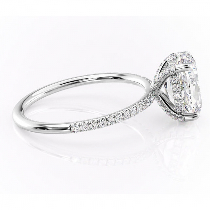 Inel de logodnă Estelle din aur Alb 14kt cu moissanite tăietură ovală – Montură pavé rafinată pentru profil înalt | Personalizează și configurează gratuit online [2]