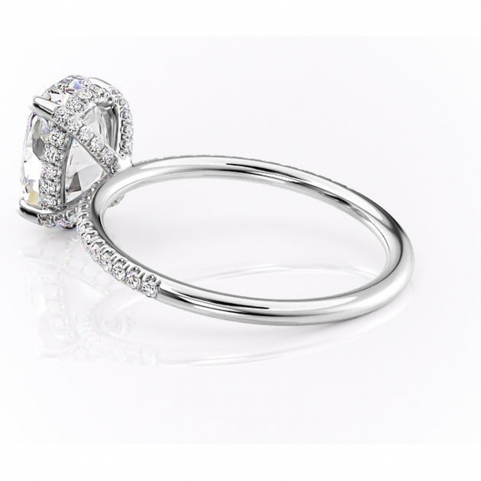 Inel de logodnă Estelle din aur Alb 14kt cu moissanite tăietură ovală – Montură pavé rafinată pentru profil înalt | Personalizează și configurează gratuit online [5]