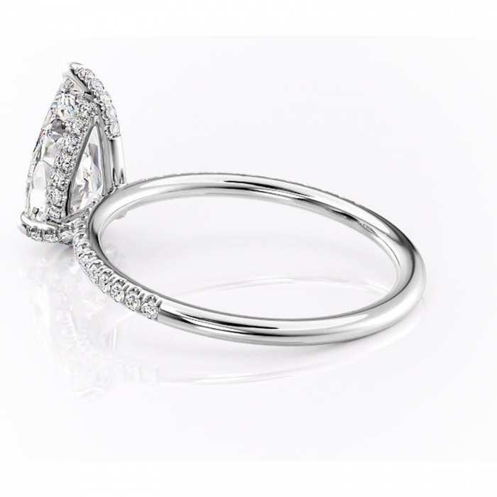 Inel de logodnă Estelle din aur Alb 18kt cu moissanite tăietură pară – Montură pavé rafinată pentru profil înalt | Personalizează și configurează gratuit online [5]