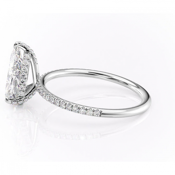 Inel de logodnă Estelle din aur Alb 18kt cu moissanite tăietură pară – Montură pavé rafinată pentru profil înalt | Personalizează și configurează gratuit online [6]