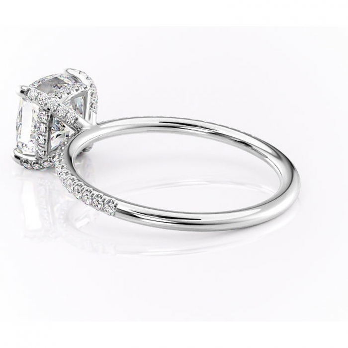 Inel de logodnă Estelle din aur Alb 14kt cu moissanite tăietură pernă – Montură pavé rafinată pentru profil înalt | Personalizează și configurează gratuit online [5]
