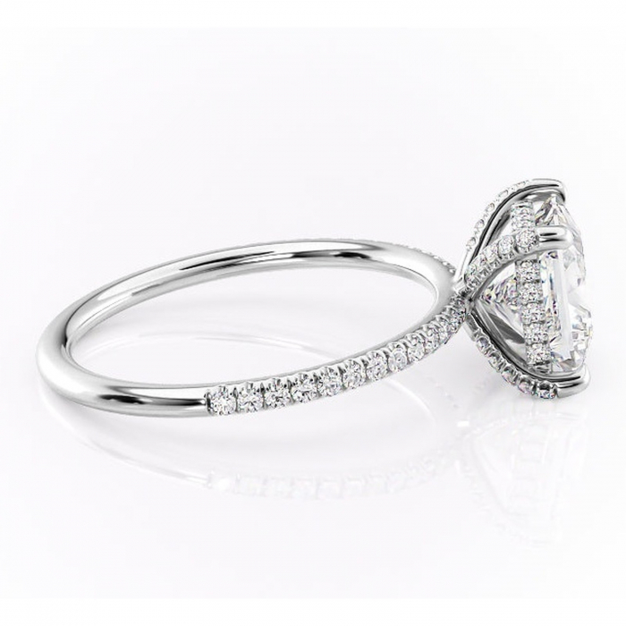 Inel de logodnă Estelle din aur Alb 14kt cu moissanite tăietură princess – Montură pavé rafinată pentru profil înalt | Personalizează și configurează gratuit online [2]