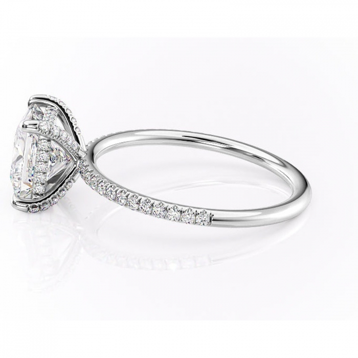 Inel de logodnă Estelle din aur Alb 14kt cu moissanite tăietură princess – Montură pavé rafinată pentru profil înalt | Personalizează și configurează gratuit online [6]