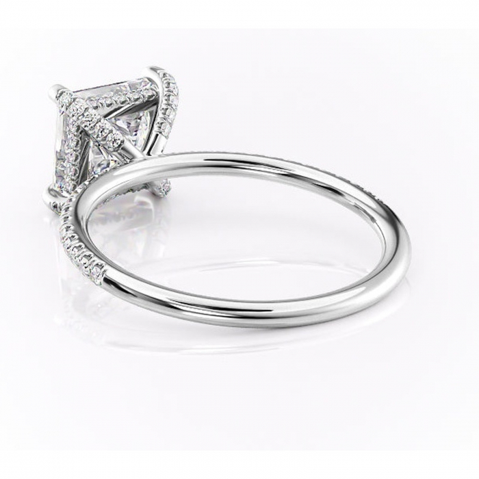 Inel de logodnă Estelle din aur Alb 14kt cu moissanite tăietură princess – Montură pavé rafinată pentru profil înalt | Personalizează și configurează gratuit online [4]