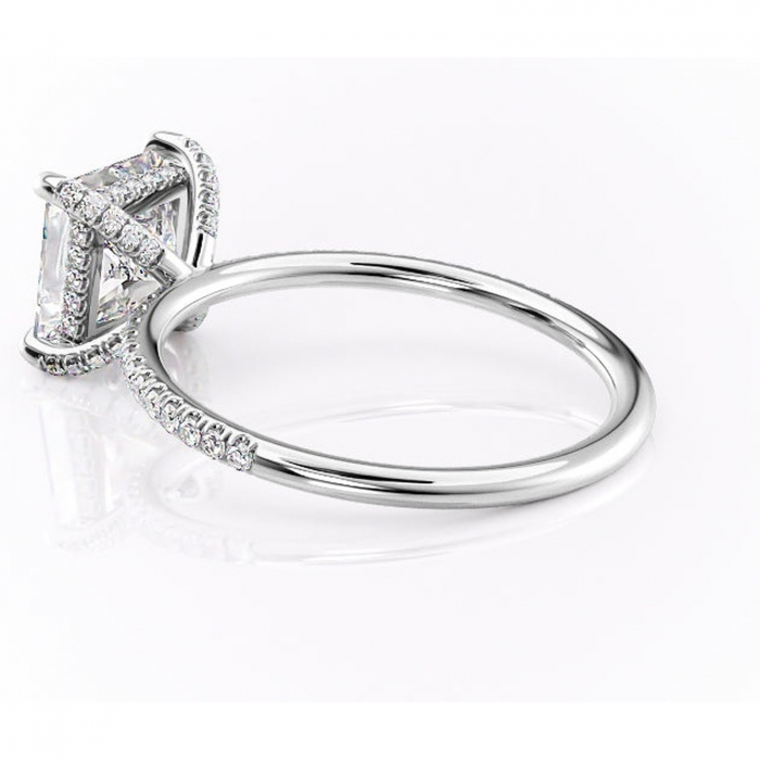 Inel de logodnă Estelle din aur Alb 14kt cu moissanite tăietură princess – Montură pavé rafinată pentru profil înalt | Personalizează și configurează gratuit online [5]