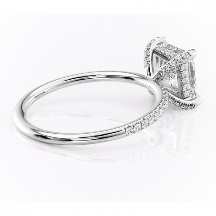 Inel de logodnă Estelle din aur Alb 14kt cu moissanite tăietură princess – Montură pavé rafinată pentru profil înalt | Personalizează și configurează gratuit online [3]