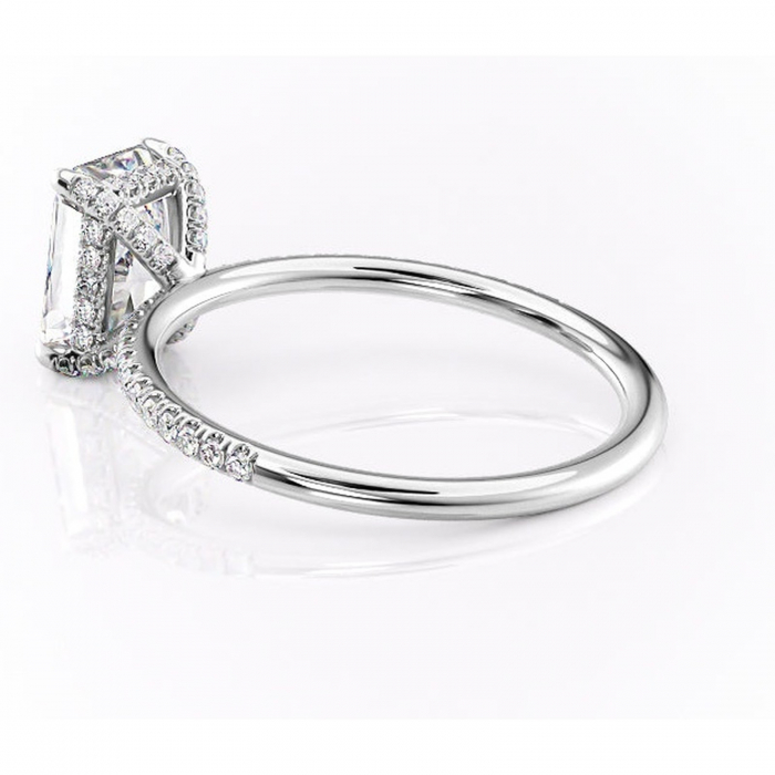 Inel de logodnă Estelle din aur Alb 18kt cu moissanite tăietură radiantă – Montură pavé rafinată pentru profil înalt | Personalizează și configurează gratuit online [5]