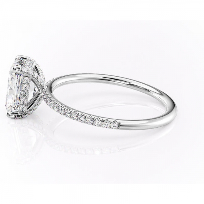 Inel de logodnă Estelle din aur Alb 18kt cu moissanite tăietură radiantă – Montură pavé rafinată pentru profil înalt | Personalizează și configurează gratuit online [6]