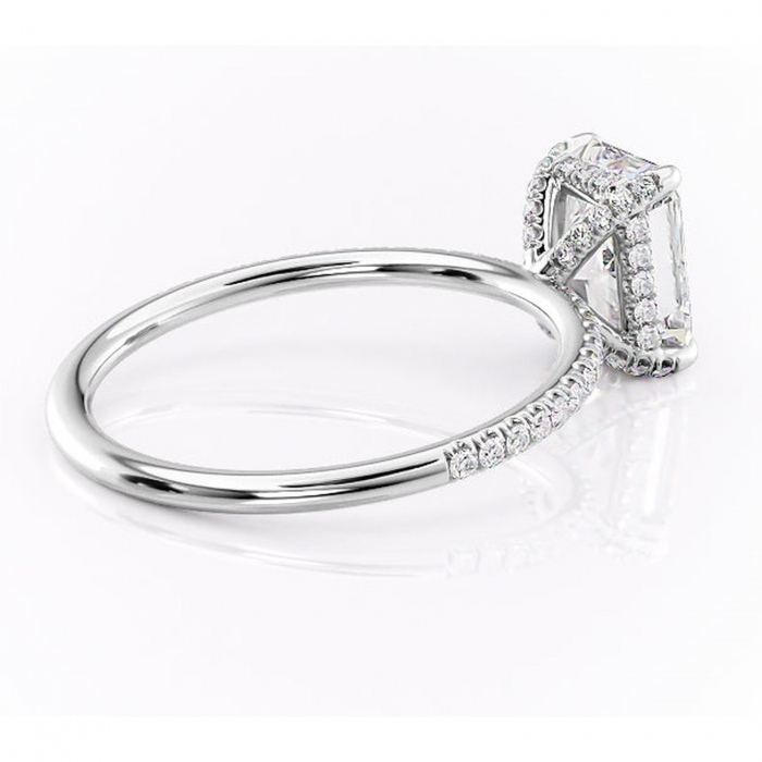 Inel de logodnă Estelle din aur Alb 18kt cu moissanite tăietură radiantă – Montură pavé rafinată pentru profil înalt | Personalizează și configurează gratuit online [3]