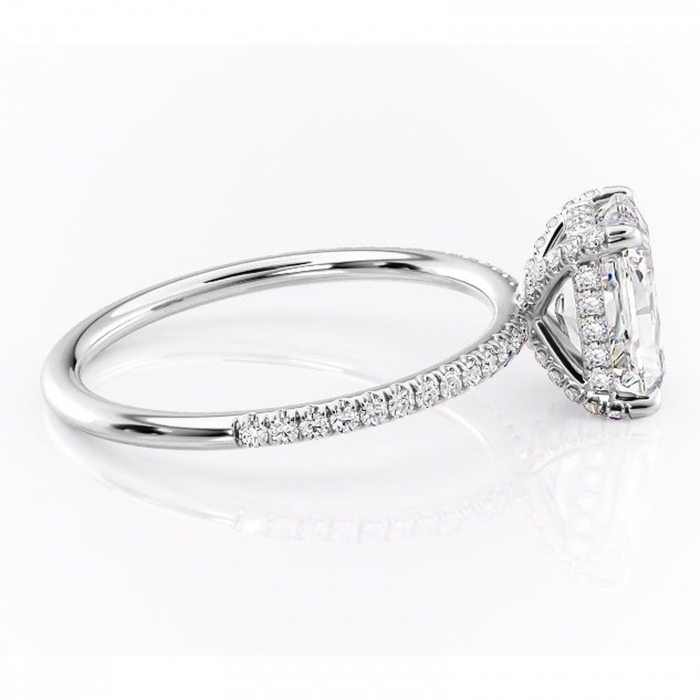 Inel de logodnă Estelle din aur Alb 18kt cu moissanite tăietură radiantă – Montură pavé rafinată pentru profil înalt | Personalizează și configurează gratuit online [2]