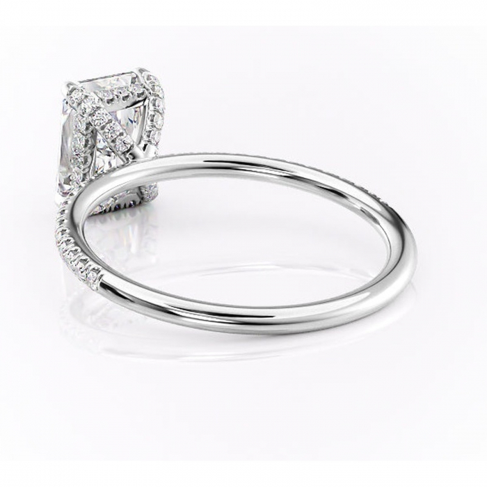 Inel de logodnă Estelle din aur Alb 18kt cu moissanite tăietură radiantă – Montură pavé rafinată pentru profil înalt | Personalizează și configurează gratuit online [4]