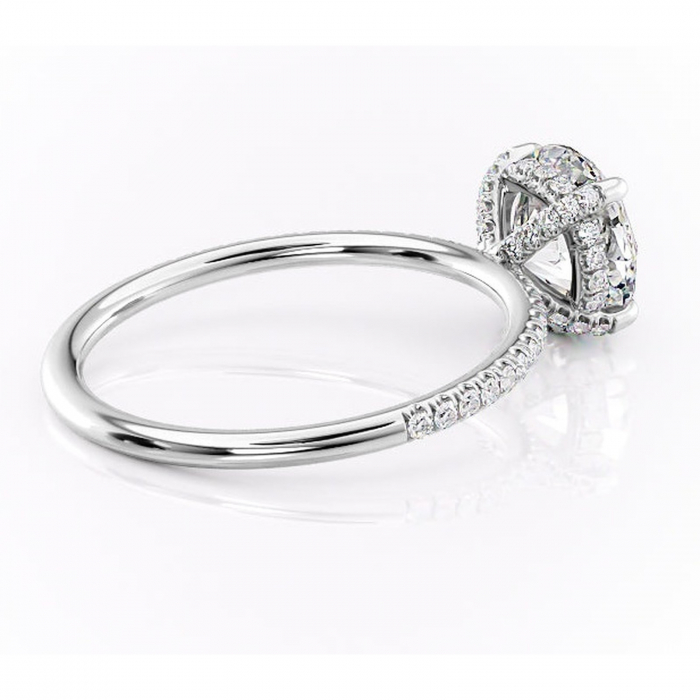 Inel de logodnă Estelle din aur Alb 14kt cu moissanite tăietură rotundă – Montură pavé rafinată pentru profil înalt | Personalizează și configurează gratuit online [3]