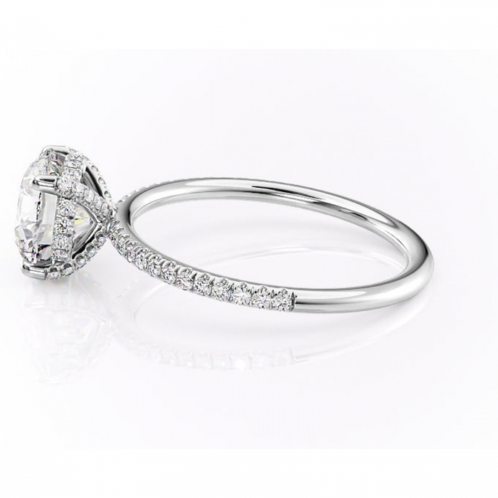 Inel de logodnă Estelle din aur Alb 14kt cu moissanite tăietură rotundă – Montură pavé rafinată pentru profil înalt | Personalizează și configurează gratuit online [6]