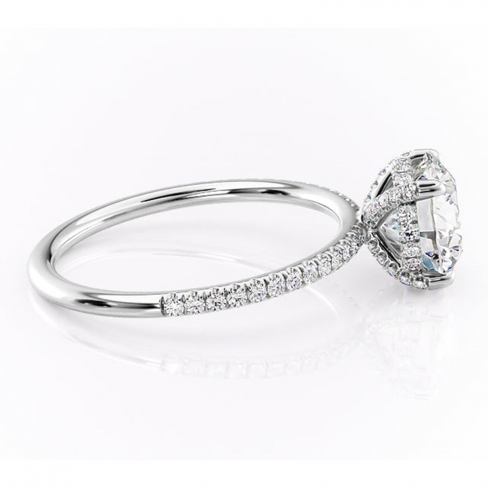 Inel de logodnă Estelle din aur Alb 14kt cu moissanite tăietură rotundă – Montură pavé rafinată pentru profil înalt | Personalizează și configurează gratuit online [2]