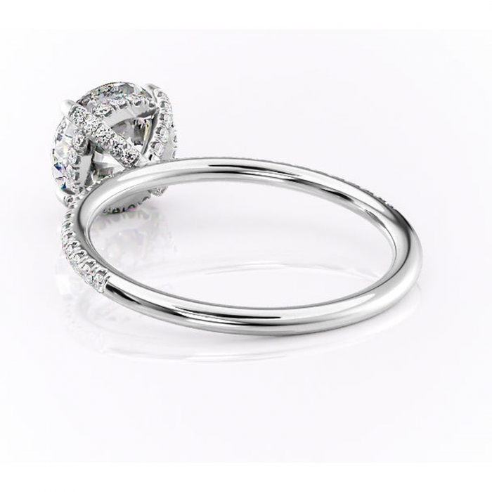 Inel de logodnă Estelle din aur Alb 14kt cu moissanite tăietură rotundă – Montură pavé rafinată pentru profil înalt | Personalizează și configurează gratuit online [4]