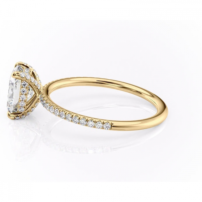 Inel de logodnă Estelle din aur Galben 14kt cu moissanite tăietură pernă – Montură pavé rafinată pentru profil înalt | Personalizează și configurează gratuit online [6]
