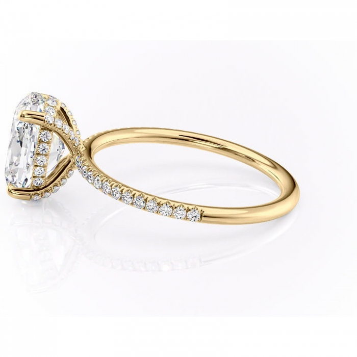 Inel de logodnă Estelle din aur Galben 14kt cu moissanite tăietură ovală – Montură pavé rafinată pentru profil înalt | Personalizează și configurează gratuit online [6]