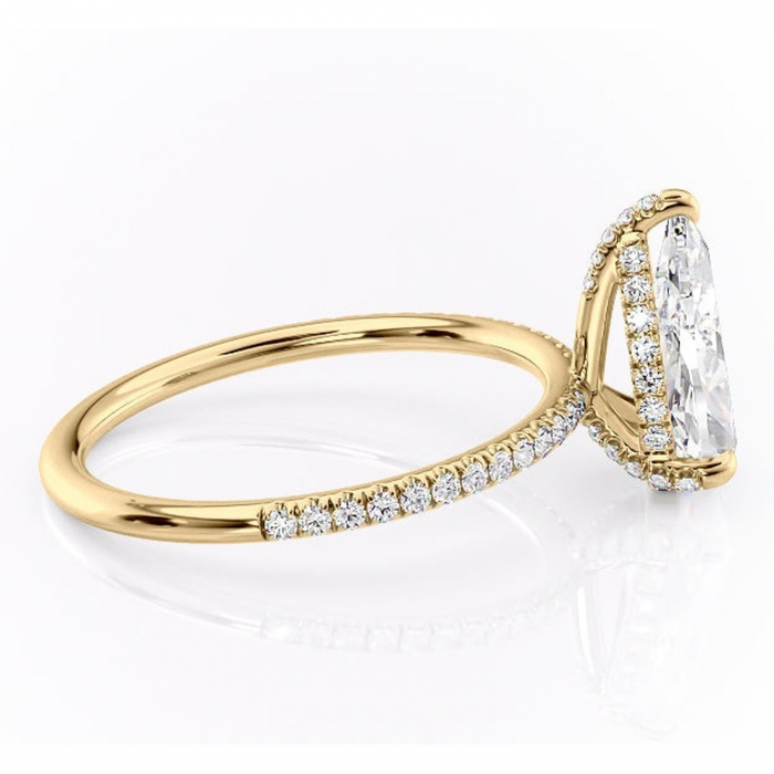Inel de logodnă Estelle din aur Galben 14kt cu moissanite tăietură pară – Montură pavé rafinată pentru profil înalt | Personalizează și configurează gratuit online [2]