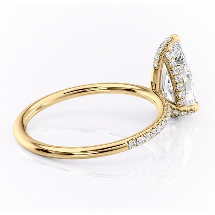 Inel de logodnă Estelle din aur Galben 14kt cu moissanite tăietură pară – Montură pavé rafinată pentru profil înalt | Personalizează și configurează gratuit online [3]