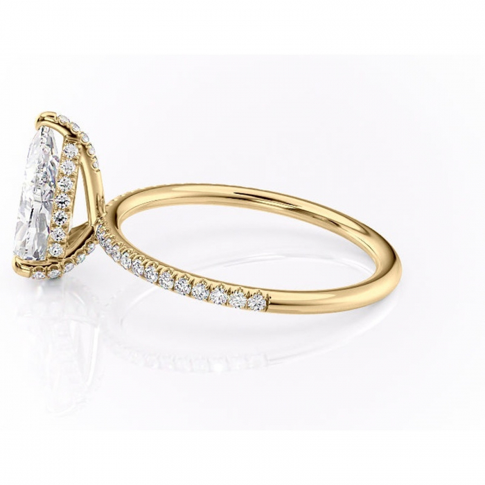 Inel de logodnă Estelle din aur Galben 14kt cu moissanite tăietură pară – Montură pavé rafinată pentru profil înalt | Personalizează și configurează gratuit online [6]