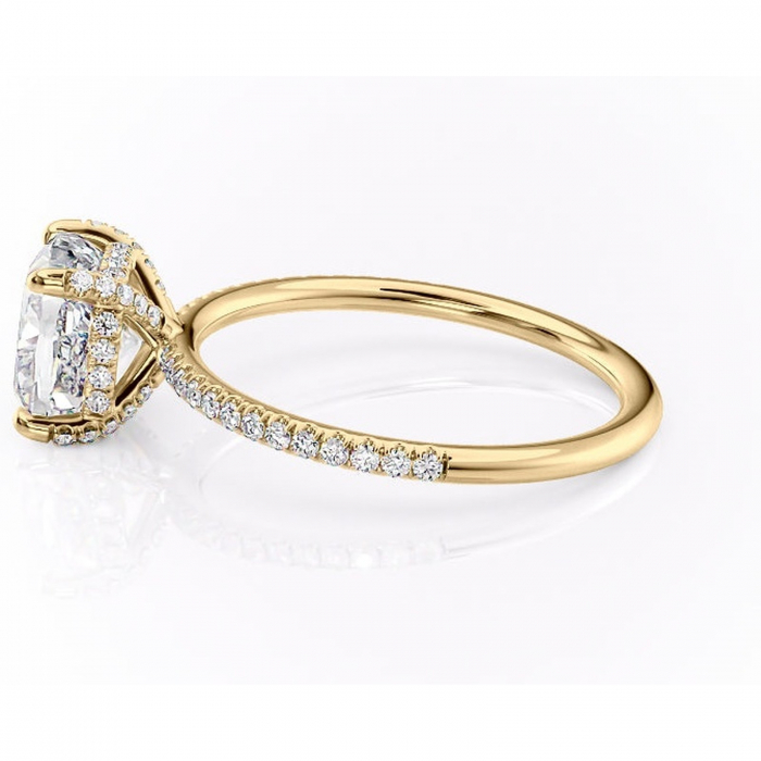 Inel de logodnă Estelle din aur Galben 14kt cu moissanite tăietură pernă – Montură pavé rafinată pentru profil înalt | Personalizează și configurează gratuit online [6]