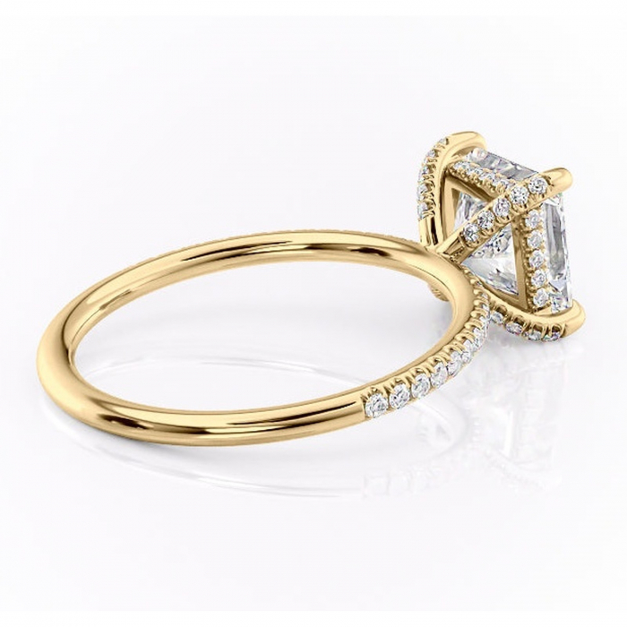 Inel de logodnă Estelle din aur Galben 14kt cu moissanite tăietură princess – Montură pavé rafinată pentru profil înalt | Personalizează și configurează gratuit online [3]
