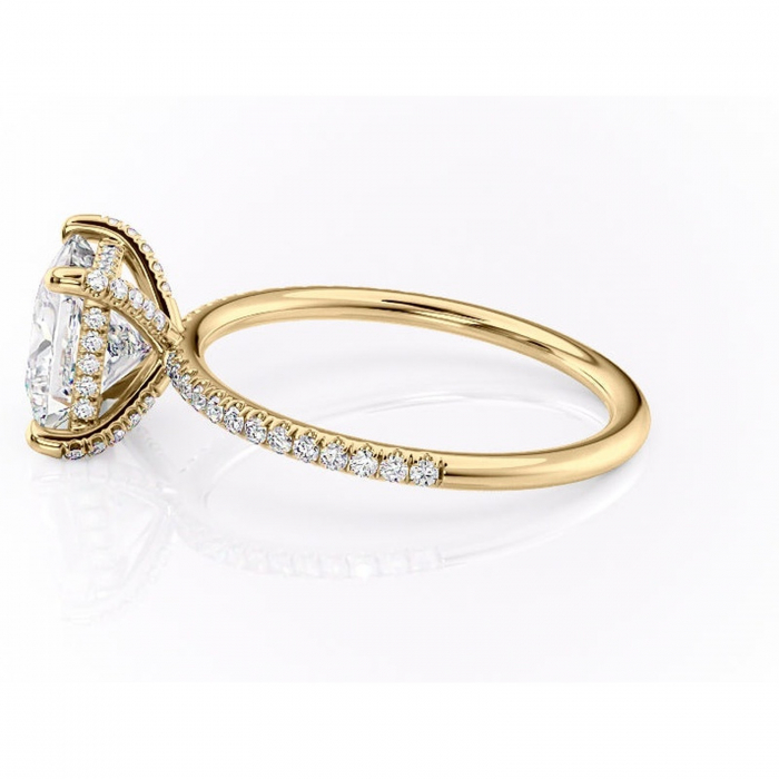 Inel de logodnă Estelle din aur Galben 14kt cu moissanite tăietură princess – Montură pavé rafinată pentru profil înalt | Personalizează și configurează gratuit online [6]
