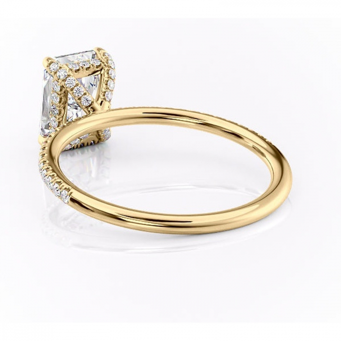 Inel de logodnă Estelle din aur Galben 18kt cu moissanite tăietură radiantă – Montură pavé rafinată pentru profil înalt | Personalizează și configurează gratuit online [4]
