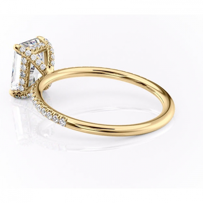 Inel de logodnă Estelle din aur Galben 18kt cu moissanite tăietură radiantă – Montură pavé rafinată pentru profil înalt | Personalizează și configurează gratuit online [5]