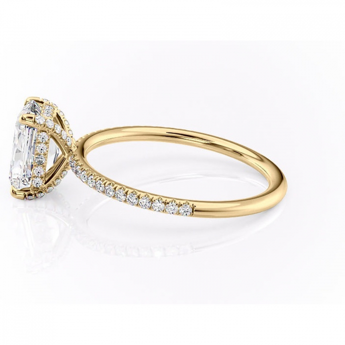 Inel de logodnă Estelle din aur Galben 18kt cu moissanite tăietură radiantă – Montură pavé rafinată pentru profil înalt | Personalizează și configurează gratuit online [6]