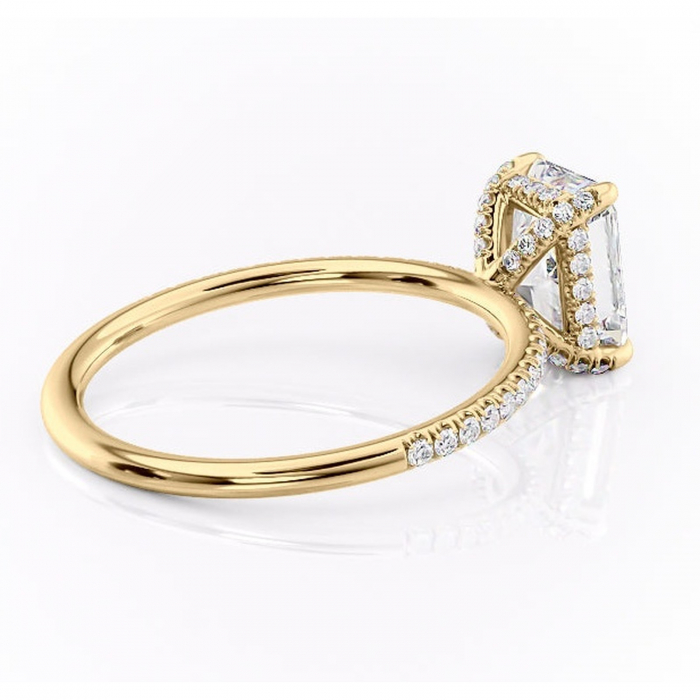 Inel de logodnă Estelle din aur Galben 18kt cu moissanite tăietură radiantă – Montură pavé rafinată pentru profil înalt | Personalizează și configurează gratuit online [3]