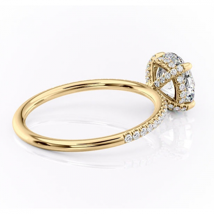 Inel de logodnă Estelle din aur Galben 14kt cu moissanite tăietură rotundă – Montură pavé rafinată pentru profil înalt | Personalizează și configurează gratuit online [3]